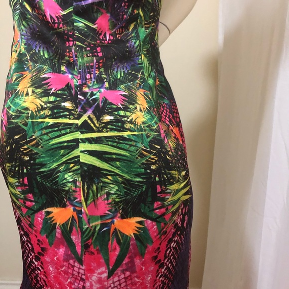 Genese London Tropical Satin Dress with colourful rhinestone detailing Small 4US - Picture 5 of 17